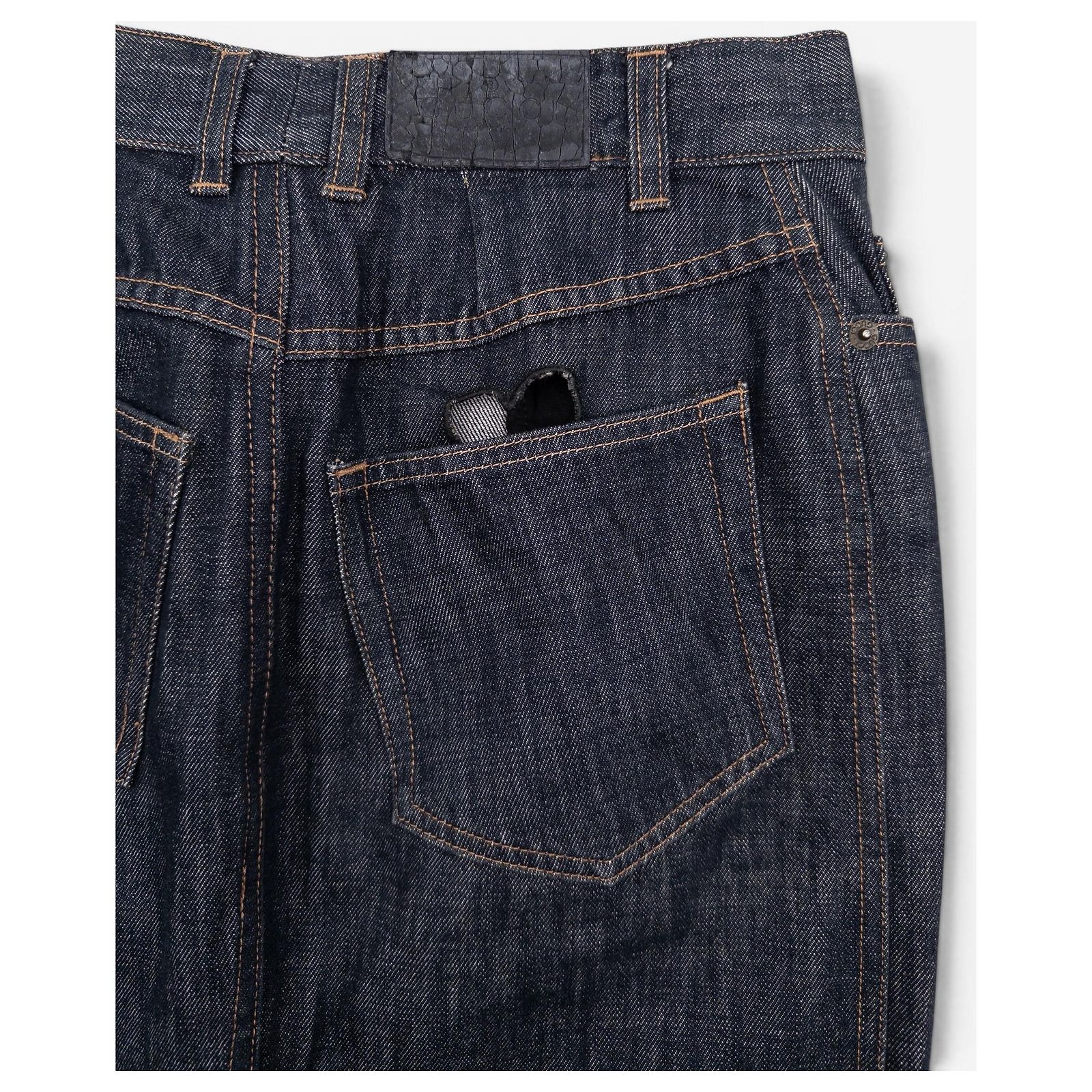 Gucci by Tom Ford SS02 Heart Cutout Denim Jeans Midi Skirt Blue