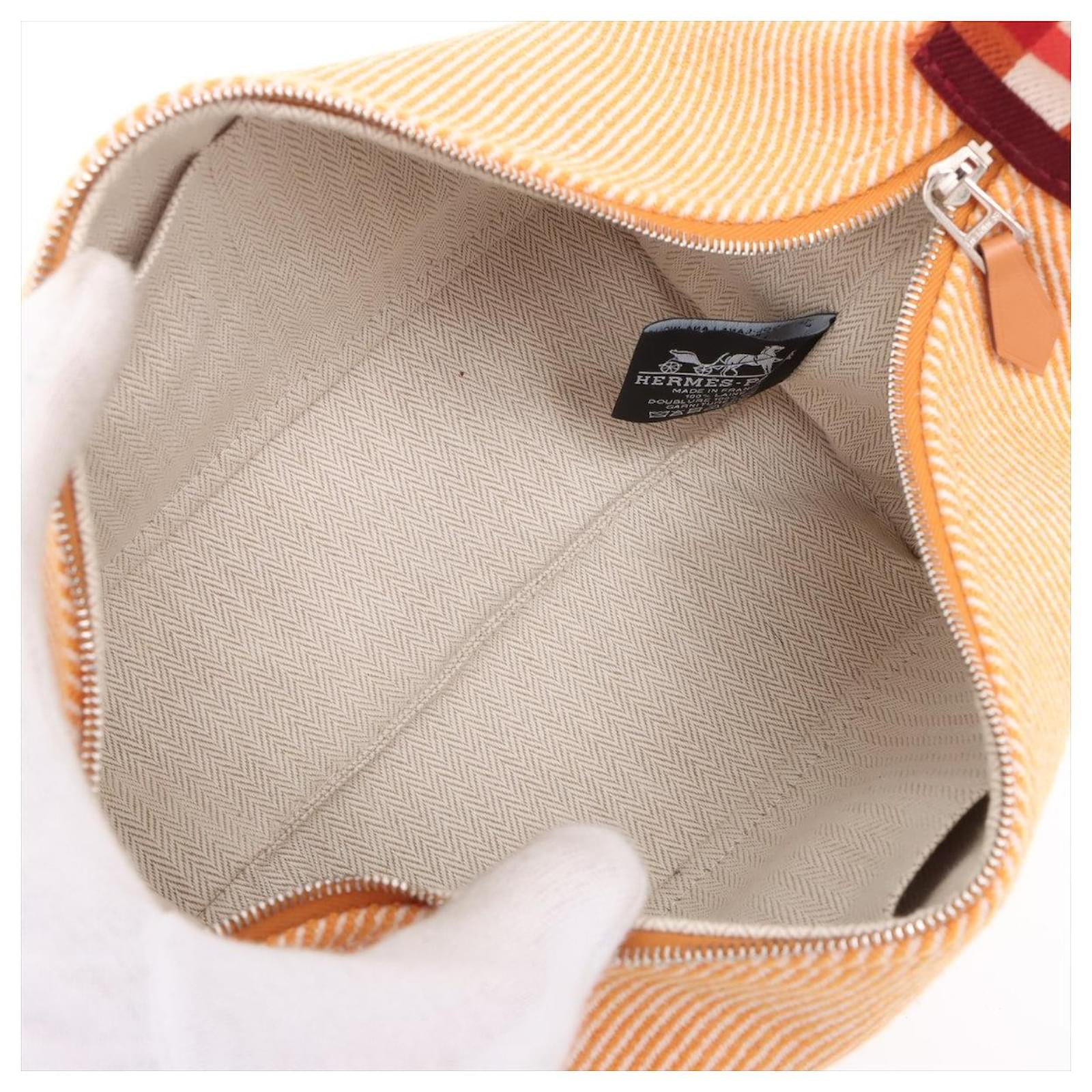 Hermès Trousse de Toilette Bride PM Wool Beauty Case Orange ref