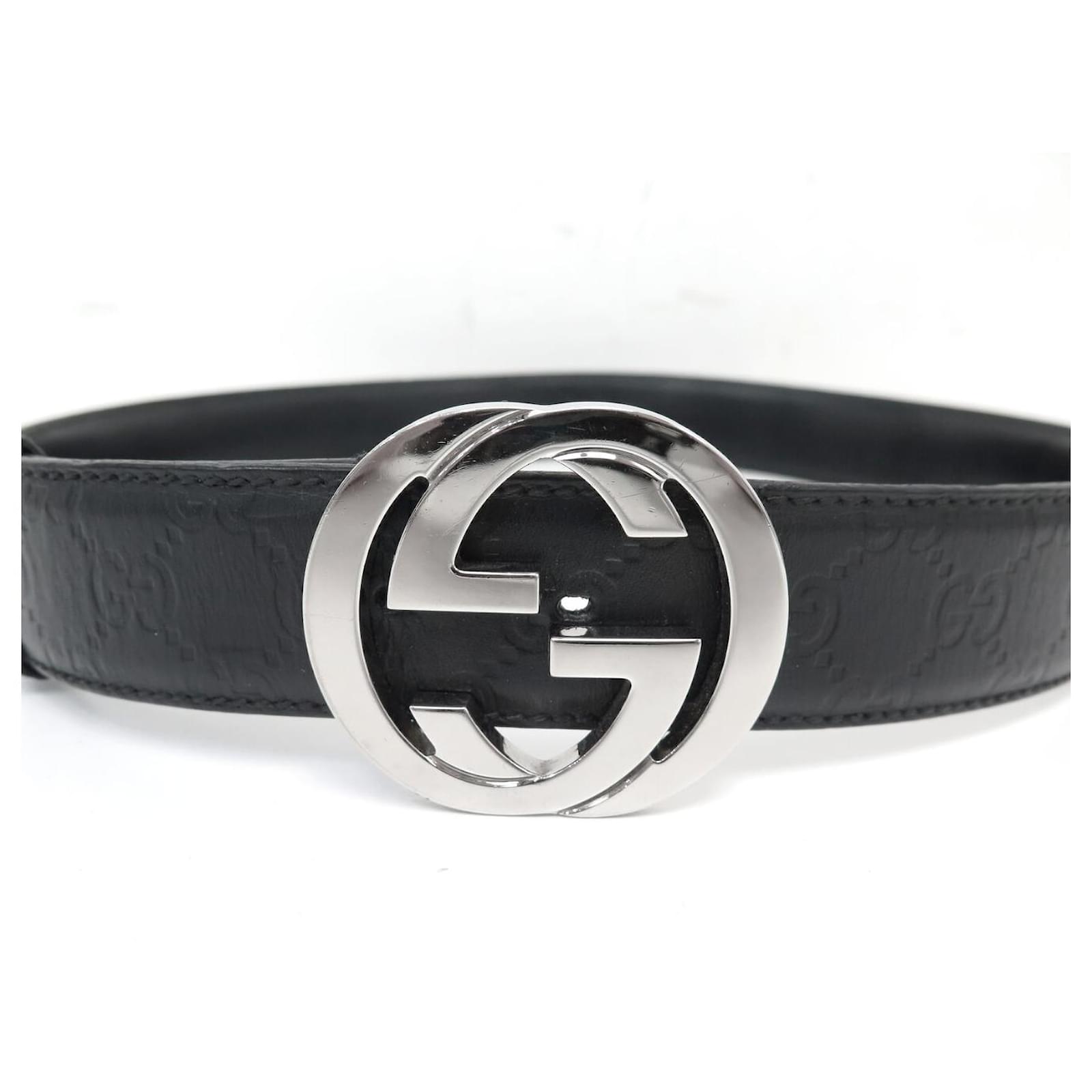 GUCCI GG BOUCLE BELT 114984 T90 SIGNATURE LEATHER BLACK ref