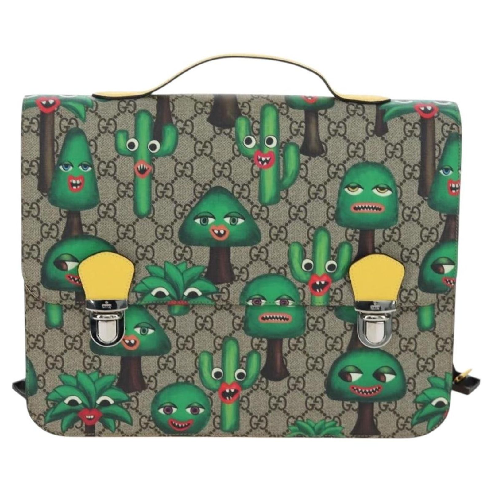GUCCI GG Supreme Web Sherry Line Tian Backpack PVC Beige 427042 Auth GUCCI GG Supreme Children main image 3