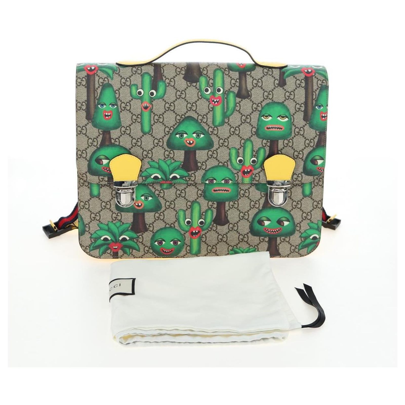 GUCCI GG Supreme Web Sherry Line Tian Backpack PVC Beige 427042 Auth GUCCI GG Supreme Children main image 2
