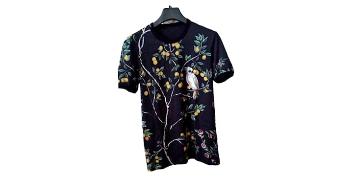 Dolce & Gabbana Lemons and macaw, oranges and bird of paradise... Black  Cotton  - Joli Closet