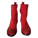 LAT FEM Boots en cuir suede rouge  pointure 38 italien - Autre Marque