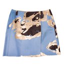 Chanel Calfskin Skirt - light blue/brown/gold