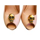 Alexander McQueen Nude Pink Peep Toe Skull Pumps - Alexander Mcqueen