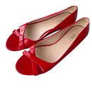 Miu Miu sapatilhas de ballet em couro vermelho