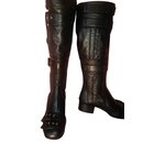 PRADA "Capra Old" knee high boots, black color - Prada