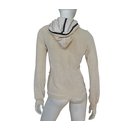Céline Off-White Ivory Zipped Velour Hooded Sweatshirt Hoodie Size S SMALL