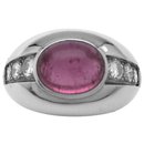 White gold ring, pink tourmaline and diamonds. - inconnue