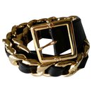 CHANEL Gold Plated Buckle Leather Belt - Chanel