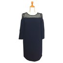 blue night dress, lace top and back opening - The Kooples