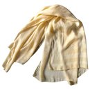 Scarf 100% yellow woven silk patterns tone on tone Perrier - Autre Marque