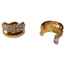 Gold clip earrings and white rhinestones - Jean Louis Scherrer