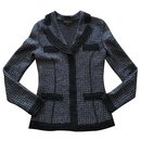 Blusa chaqueta plisada negro / gris T.S 36-38 - Adolfo Dominguez