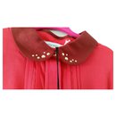 Little Marc Jacob Blouse bright red plisse , collar with golden patterns on the collar , - Marc Jacobs