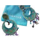 AGATHA Turquoise / silver enamel earrings NEUVES - Autre Marque