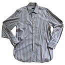 brown white blue striped shirt T. XL (43-44) - Massimo Dutti