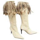 Andrea Pfister vintage boots, suede and feathers, Mint condition