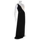 Black and ivory one shouldered silk gown - Escada
