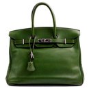HERMES BIRKIN bag 35 olive green Evergrain calf leather Square M silver metal - Hermès