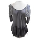 New Manoush grey top with sequins. S