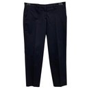 Navy blu textured sartorial trousers - Miu Miu