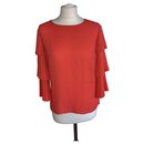 Orange blouse WEILL T38 with pleated sleeves - Weill