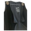 Vest in black velvet and golden decoration on the shoulders - Autre Marque