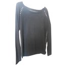 BLACK SWEATER WITH OELETTS - Zadig & Voltaire