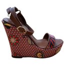 Leather and silk wedges - Sergio Rossi