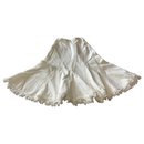 Scapa White Lace Embellished Fringed Denim Skirt - Autre Marque