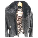 leather jacket detachable collar - Autre Marque