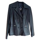 Women's black leather crossover jacket - Autre Marque