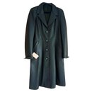 Khaki green leather coat - Autre Marque