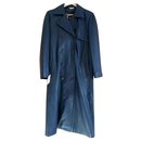 Navy blue leather coat - Autre Marque