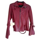 Red leather jacket with flared sleeves - Autre Marque