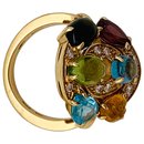 Bulgari "Astral" ring in yellow gold, diamonds and colored stones.