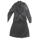 Tailleur jupe en laine Massimo Dutti, taille 38, couleur bleu et gris