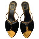 Black and gold Dior stiletto heel mules - Christian Dior