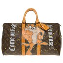 Louis Vuitton Keepall bag 45 in custom Monogram canvas "Mickey Vs Taz" by PatBo!