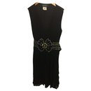 Schwarz-goldenes Kleid - Antik Batik
