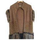 Fur Free Fur knitted vest in beige wool - Stella Mc Cartney