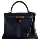Kelly 25 returned in navy blue box leather (vintage 1960) - Hermès