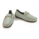 GUCCI Light blue suede leather silver tone HW moccasins loafers flat shoes 36.5 C - Gucci