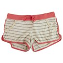 Juicy Couture Rayas grises Pantalones cortos de algodón blanco rosado Corbata delantera - Talla S
