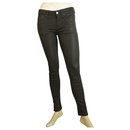 Burberry Brit Black Shiny Skinny Trousers Pants w. poignets zippés - Sz 26