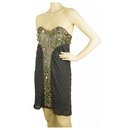 Missoni Blue Gray knitted Strapless mini embellished beaded dress IT size 44 - Autre Marque