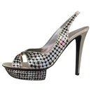 Silver and black silk high heels - Sergio Rossi