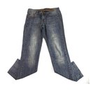 Seven 7 Blue Jeans Denim Washed Trousers Pants w. Leather Details Crystals sz 30 - Autre Marque