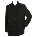 Laurel Jeans Black Mesh Lined Fabric Button Front Lightweight Jacket size 40 - Laurèl